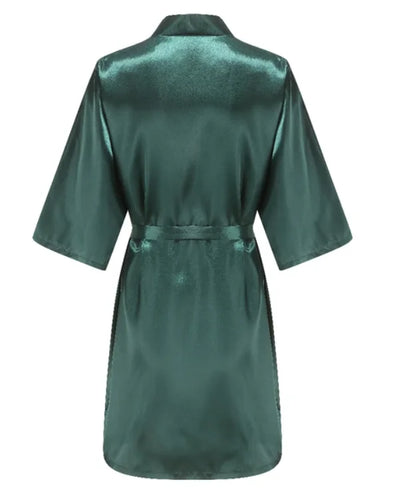 Wedding Party Team Bride Robe – Black Letter Satin Kimono Bridesmaid Bathrobe SP2000