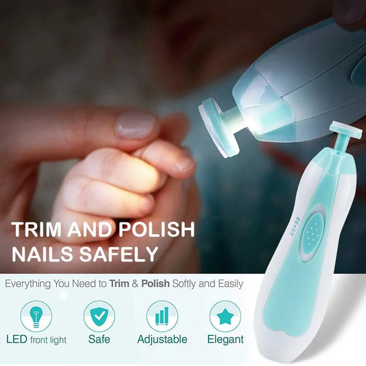 MAMIJOY Coupe-ongles électrique pour bébé avec lumière LED – Kit de soin des ongles pour bébés à 4 vitesses et faible bruit pour nouveau-nés, nourrissons et tout-petits