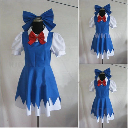 Touhou Project Cirno Cosplay Costume – The Embodiment of Scarlet Devil Outfit with Headwear