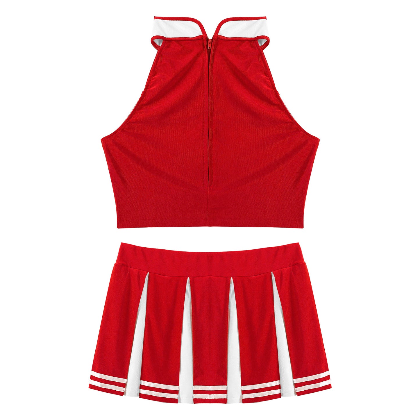 Women’s Cheerleader Cosplay Costume – Uniform Set (Crop Top + Mini Pleated Skirt, Carnival Outfit)