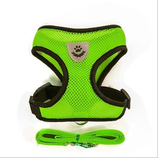 Reflective Dog & Cat Harness with Leash – Adjustable Breathable Mesh Vest for Small Pets