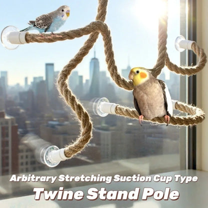 Bendable Bird Perch Rope – Linen Rope DIY Climbing Perch with Non-Slip Grip, Suction Cup Mount & Durable Design for Parrots