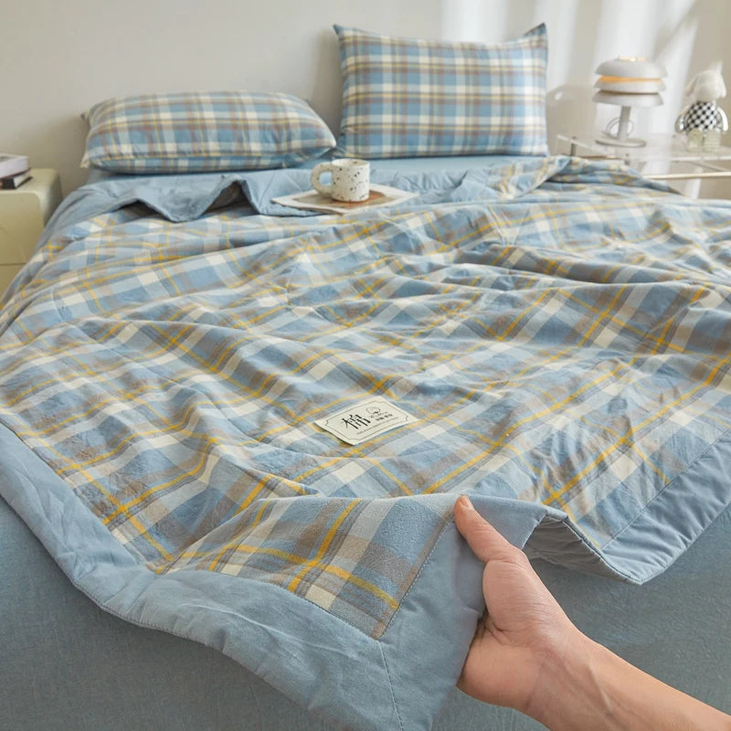 100% Cotton Summer Quilt – Lightweight Long Staple Cotton Comforter for Twin, Queen & Double Beds