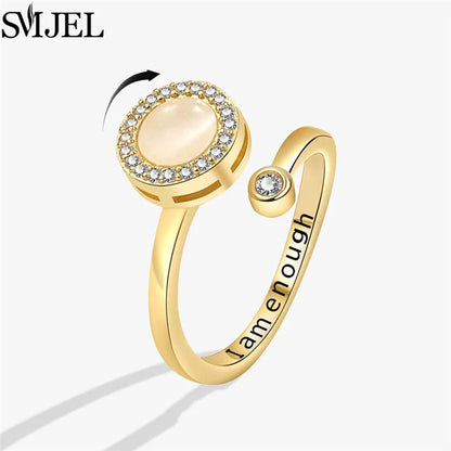 Cherry Blossom Rotating Fidget Spinner Ring – Cute Cat, Bee, Bunny & Butterfly Anti-Anxiety Ring for Women | Adjustable Stress Relief Jewelry