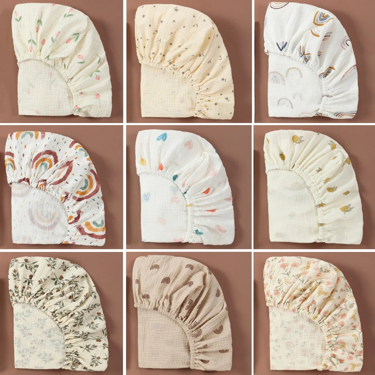 Sábana de cuna de algodón muselina suave y transpirable para bebé – Sábana ajustable universal para cunas de recién nacidos, moisés y camas infantiles
