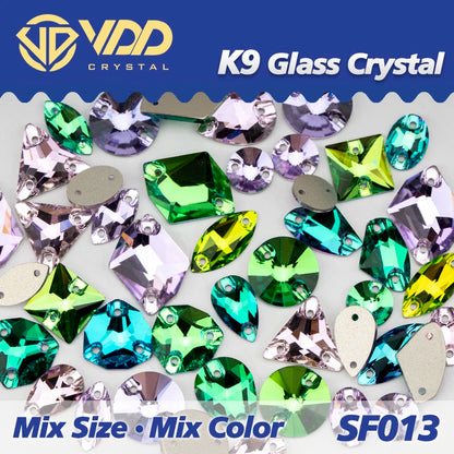 Strass à coudre en cristal K9 AB Mix – Pierres plates en verre AAAAA pour vêtements, robes de mariée et projets de bricolage