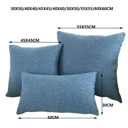 Funda de cojín de lino liso - Funda de cojín decorativa acogedora para sofá, oficina, dormitorio y decoración del hogar (varios tamaños)