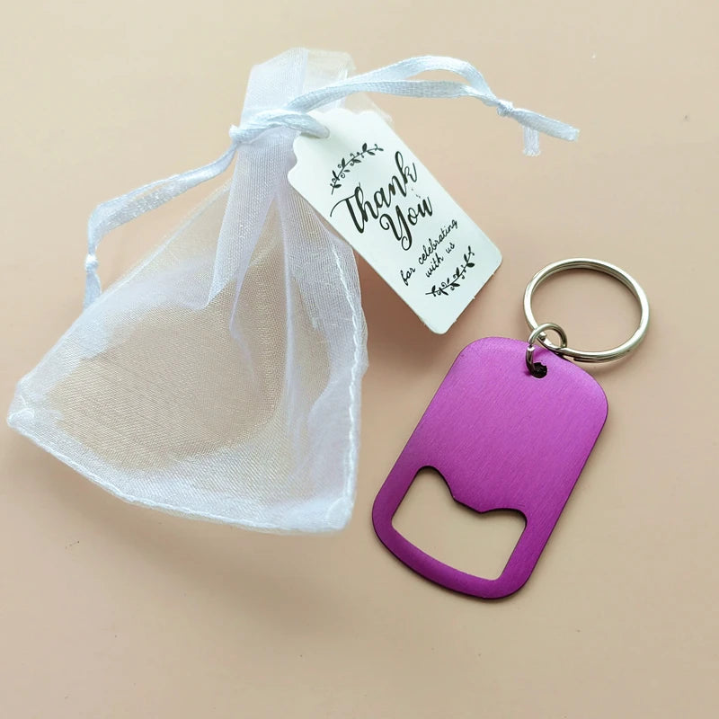 50–100PCS Personalized Engraved Keychain Bottle Openers – Custom Wedding Favors & Guest Gifts with Card for Weddings, Baptisms & Parties