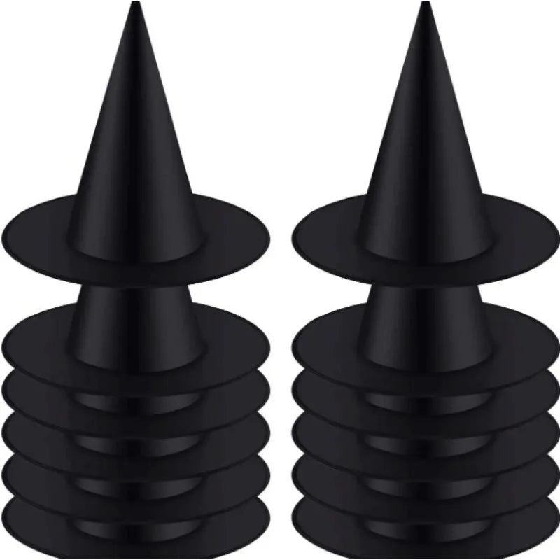 Halloween Witch Hat – Black & White Wizard Cap for Kids, Cosplay Party Costume Accessory, Home Hanging Decoration & Festival Favor