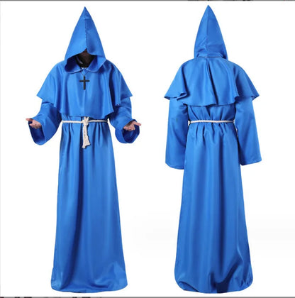 Medieval Hooded Monk Friar Priest Wizard Robe – Unisex Adult Long Loose Costume for Masquerade, Theme Parties, Halloween & Cosplay