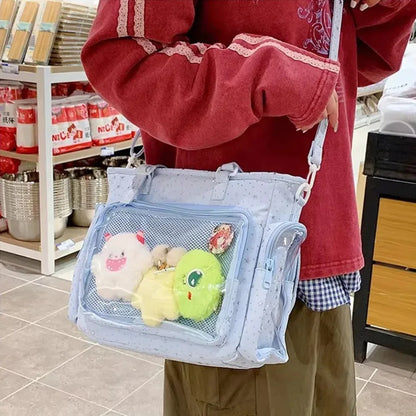 Bolsa Ita Japonesa Y2K para Mujer – Bonito Bolso de Hombro Transparente Lolita, Bolso Cruzado Grande de Exhibición DIY, Cartera de Moda Kawaii para la Escuela, Viajes y Uso Diario