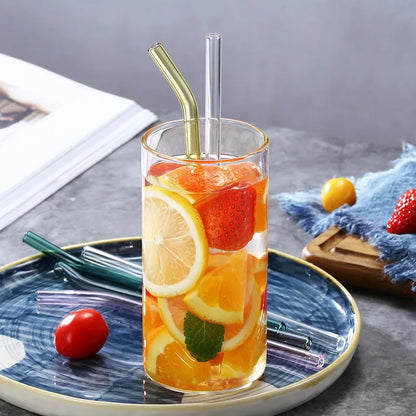 8.5 Inch Reusable Glass Straws Set, 8mm Multi-Color Drinking Straws, Eco-Friendly Glass Straws for Smoothies, Milkshakes, Cocktails and Cold Drinks