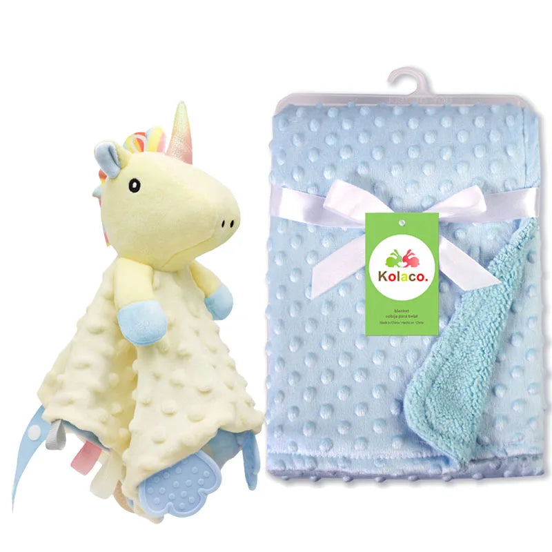 Couverture et doudou personnalisés avec prénom de bébé – Ensemble doux en minky à pois, 2-en-1, cadeau de naissance personnalisé pour garçons et filles