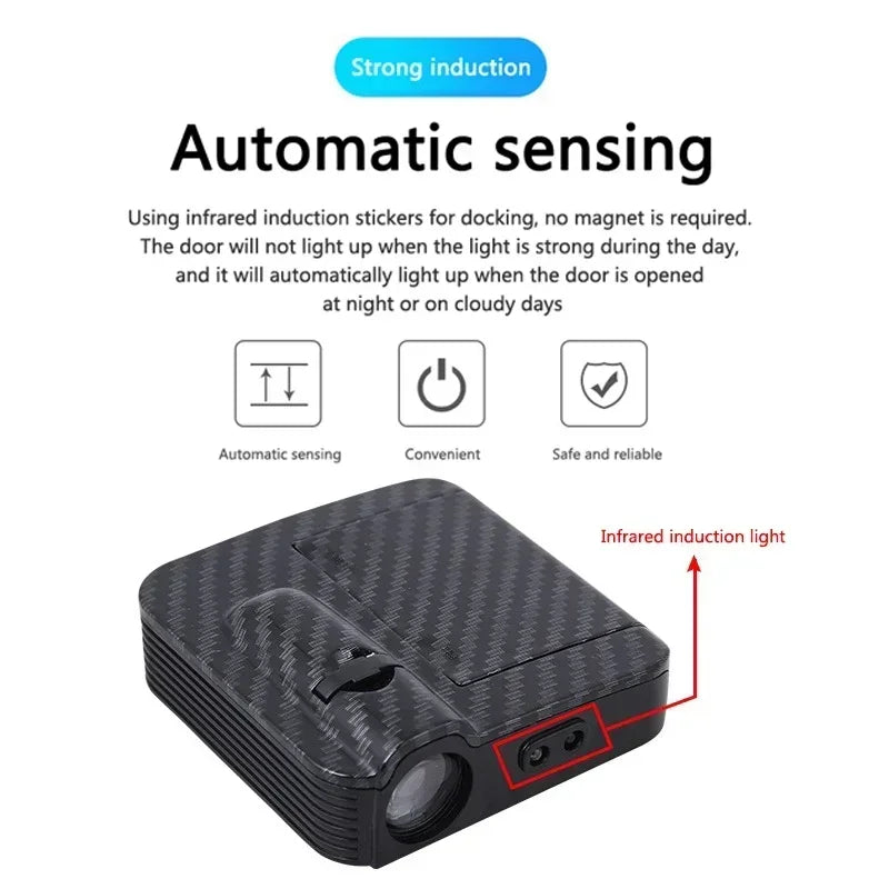 Wireless HD LED Car Door Logo Projector Lights (2/4 Pack) – Battery-Powered Welcome Courtesy Lights, No Wiring Required