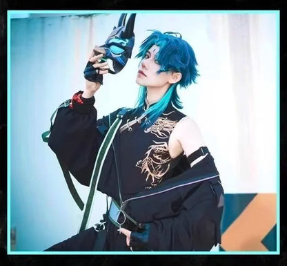 Xiao Inspired Dark Dharma Protector Cosplay Costume – Anime Game Demon Subduing Roleplay Suit for Halloween & Events