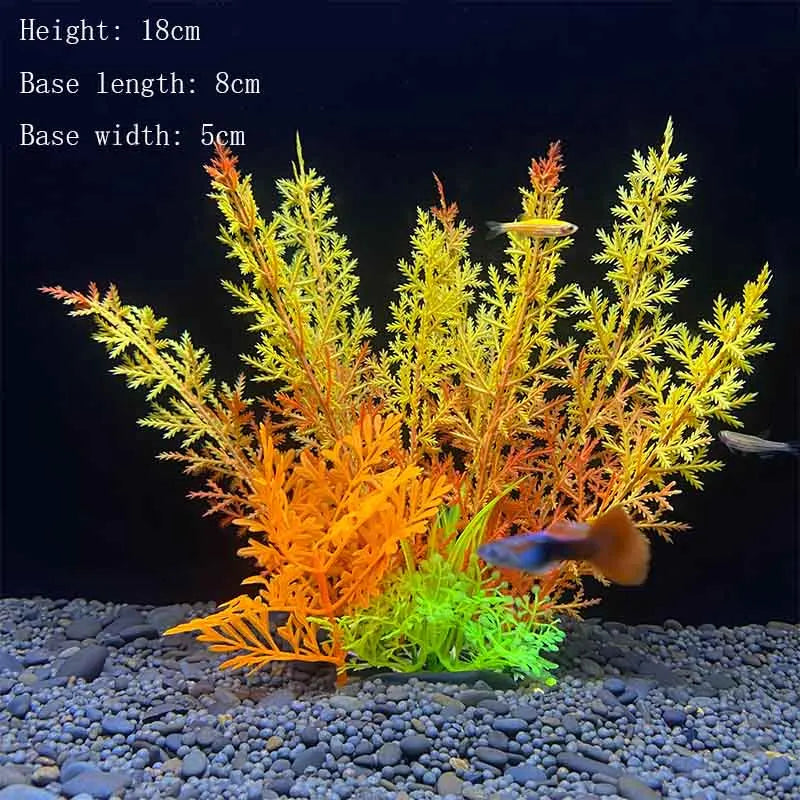 Artificial Underwater Aquarium Plants – Plastic Aquatic Fake Shrubs & Green Water Grass for Fish Tank Landscaping, Realistic Simulated Decor