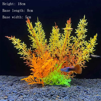 Artificial Underwater Aquarium Plants – Plastic Aquatic Fake Shrubs & Green Water Grass for Fish Tank Landscaping, Realistic Simulated Decor