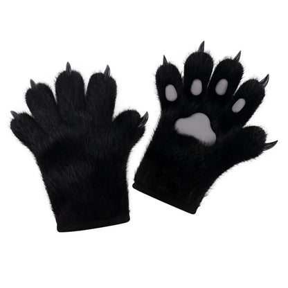 Cute Cartoon Cat Paw Gloves – Thick Furry Warm Mittens, Puppy Claw Cosplay Props for Parties, Costumes & Anime Events