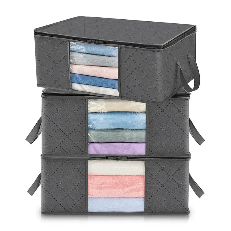 Bolsa de almacenamiento plegable de gran capacidad – Contenedor organizador de ropa y mantas para armarios, guardarropas y organización del hogar