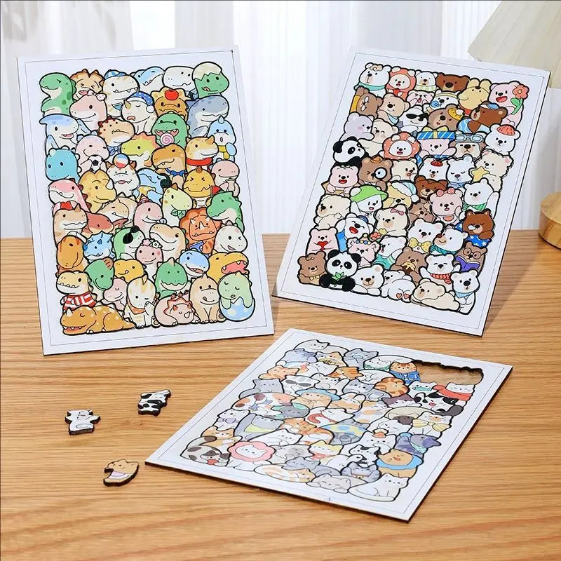 Puzzle en bois Montessori animaux – Jouet empilable chat, jeu de casse-tête éducatif pour enfants, jouet d'apprentissage créatif en bois, travaux manuels de peinture et décoration de chambre