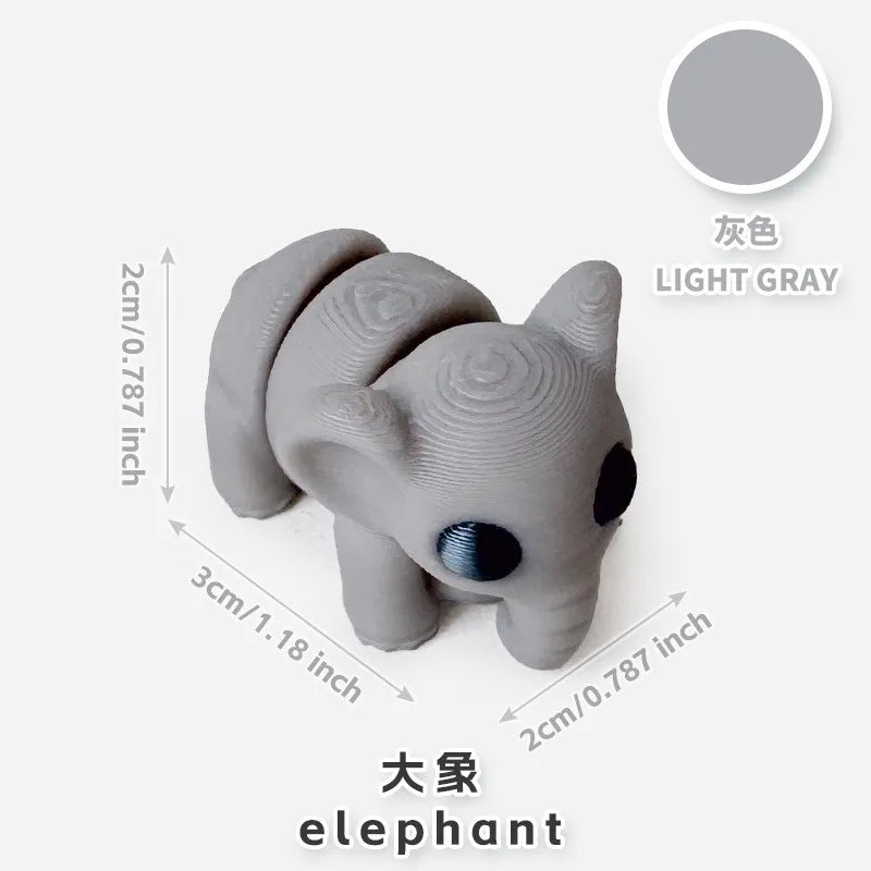 10/50 unidades de figuras de mini animales impresas en 3D – Modelos de simulación de dibujos animados móviles, juguetes coleccionables bonitos, decoración de escritorio y set de regalo de cumpleaños