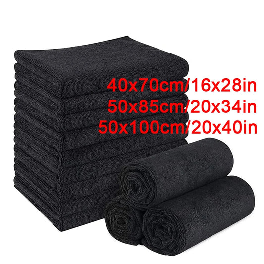 Toallas de Salón de Microfibra, 5/2 uds. – Toallas Negras para Peluquero, Toallas a Prueba de Lejía para el Hogar, Hotel, Salón de Belleza y Uso Profesional del Cabello