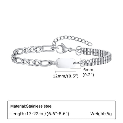 Punk Silver Chain Bracelet – Stainless Steel Braided Link Wristband for Men | Hip Hop Fashion Jewelry Gift for Him & Dad