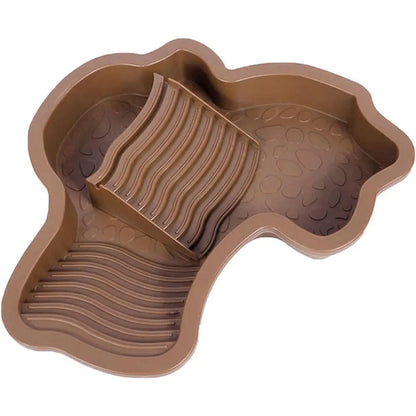 Reptile Bathing Pool & Feeding Dish – Water Bowl with Ramp for Snakes, Turtles, Bearded Dragons & Lizards, Terrarium Habitat Accessory