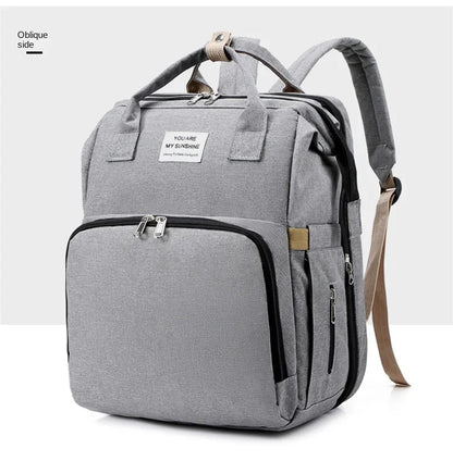 Sac à langer de grande capacité pour bébés avec matelas à langer – Sac à langer de maternité imperméable pour mamans avec rangement pour biberons et lit de bébé