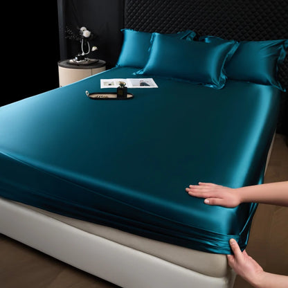 Rayon Satin Fitted Sheet – Soft Mattress Cover with Elastic Band for Single, Double, Queen & King Beds
