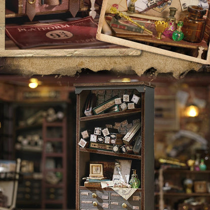 Kit DIY de casita de lectura de madera con luces LED – Artesanía en miniatura de inserción de estantería hecha a mano para decoración del hogar y regalos