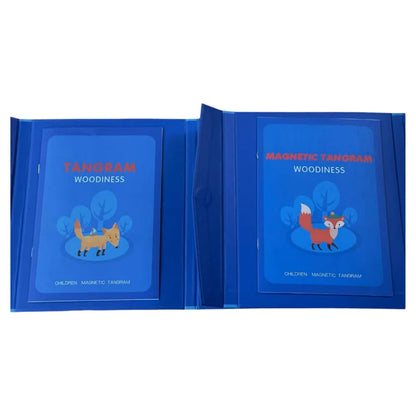 Libro magnético de tangram de madera – Juguete educativo Montessori, rompecabezas portátil para niños, infantes y desarrollo de inteligencia temprana