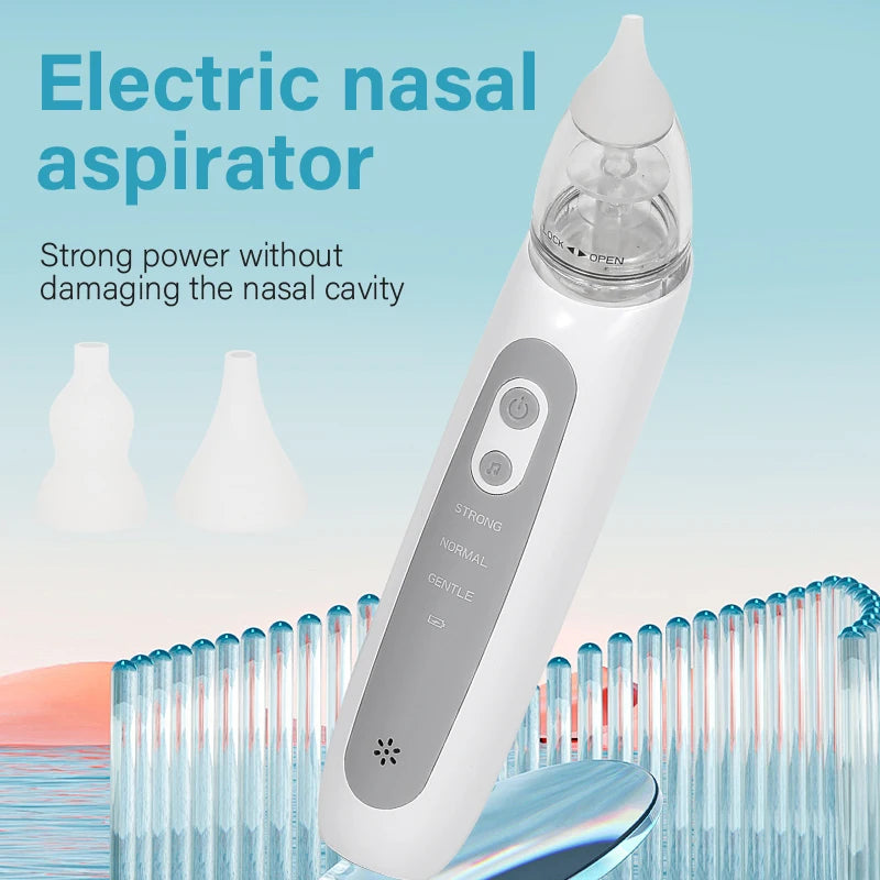 Electric Baby Nasal Aspirator – Automatic Nose Cleaner for Newborns & Toddlers with 3 Soft Silicone Tips, Gentle Suction & Music Function
