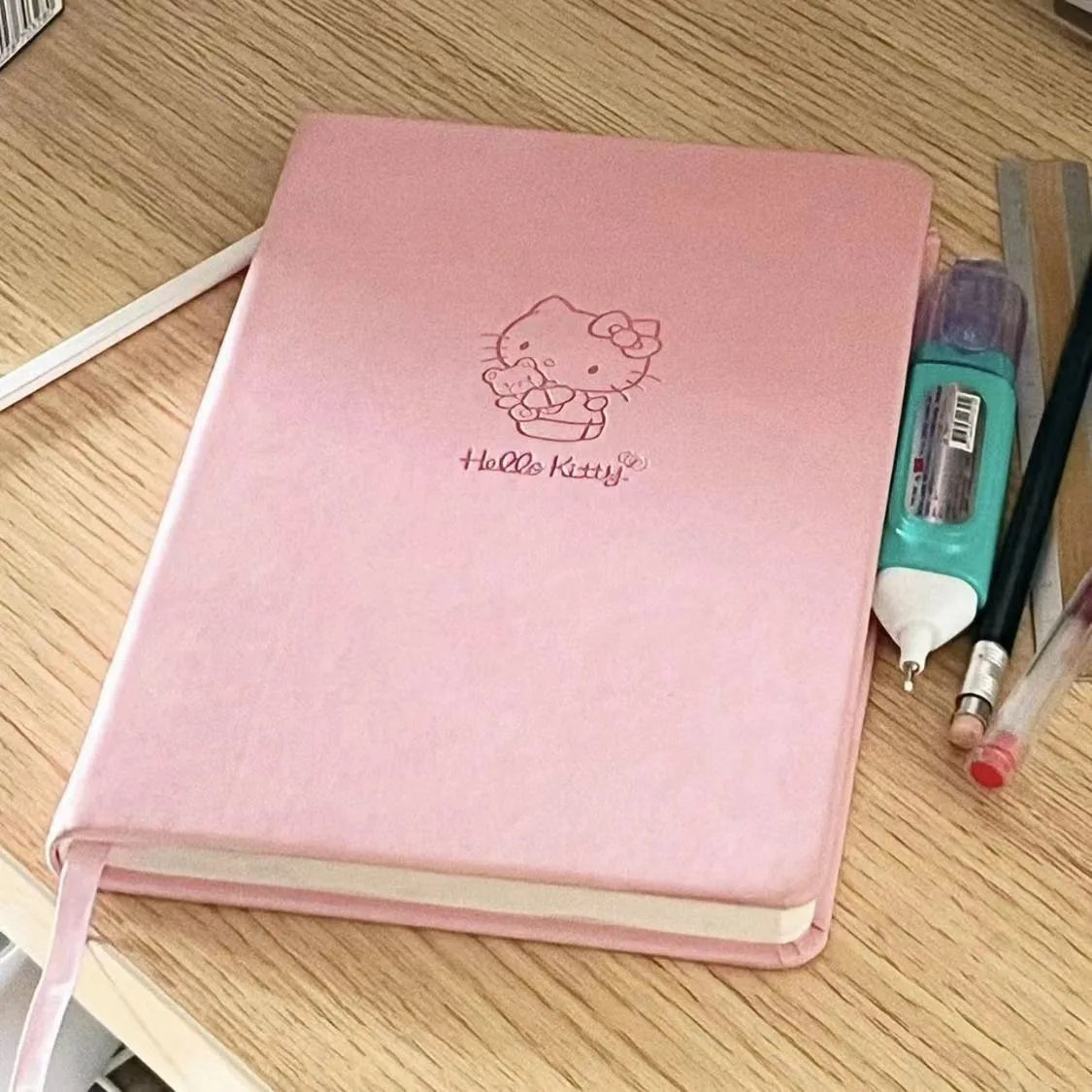 Sanrio 80-Page Notebook – Soft Leather Cover Cute Stationery Planner for School Supplies & Daily Use