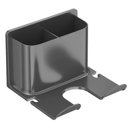 Soporte para secador de pelo montado en la pared, sin taladro, estante de almacenamiento para baño, organizador de herramientas para el cabello de plástico
