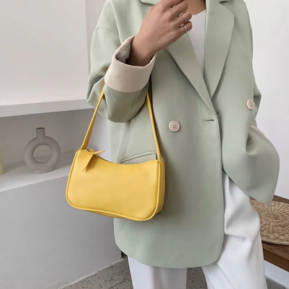 Bolso de hombro retro de piel sintética para mujer – Bolso de mano de moda con asa superior, monedero informal de color sólido para mujer