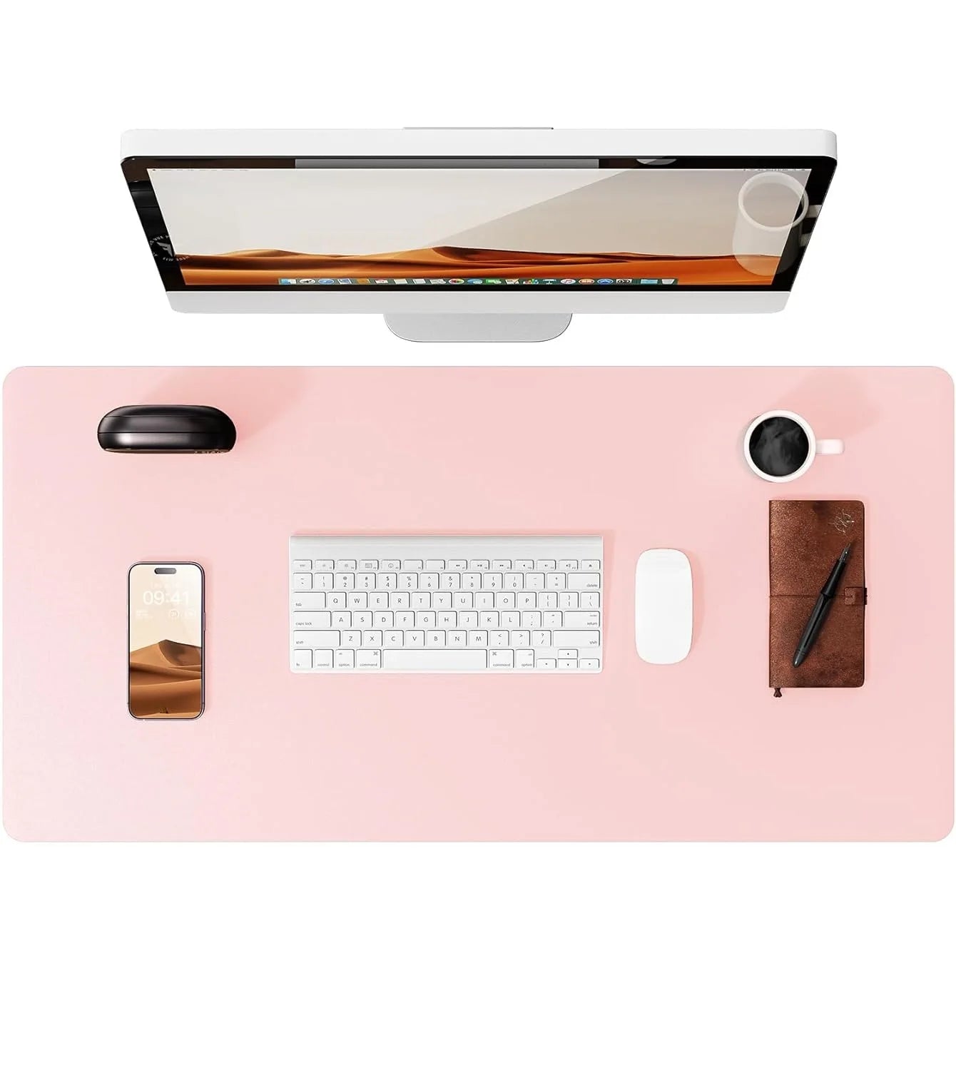 Alfombrilla de escritorio grande de cuero PU - Mouse Pad antideslizante y protector de escritorio para laptop, teclado, oficina y juegos