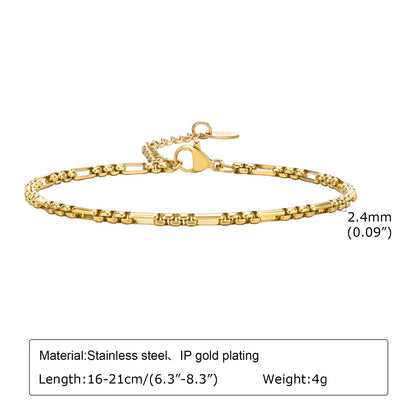 Waterproof Stainless Steel Chain Bracelet – Gold Plated Stackable Link Bracelet for Women | Trendy Fashion Jewelry Gift