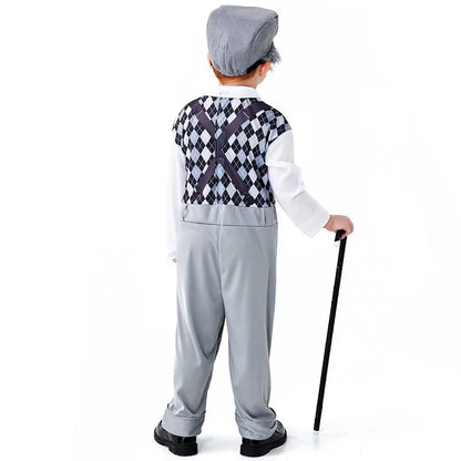 Halloween Children’s Cosplay Costumes – Grandpa & Centenarian Character Performance Wear for Kids Dress-Up & Stage Play