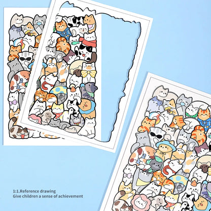 Puzzle en bois Montessori animaux – Jouet empilable chat, jeu de casse-tête éducatif pour enfants, jouet d'apprentissage créatif en bois, travaux manuels de peinture et décoration de chambre