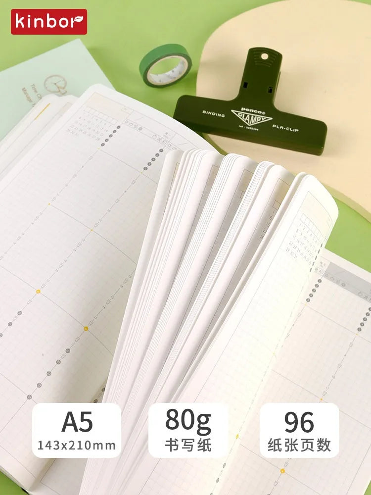 Kinbor Undated Weekly Planner – Portable Daily, Monthly & Schedule Journal Notebook
