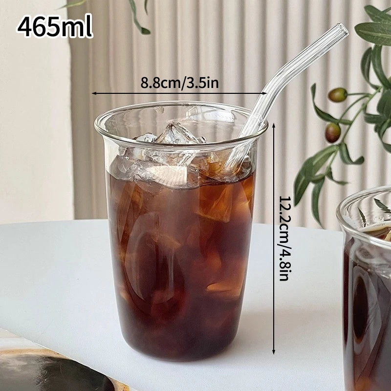 INS Style Transparent Striped Glass Cup, Creative Cold Coffee Mug, Iced Juice and Cocktail Drinking Glass, Elegant Water and Wine Cup, Modern Glass Drinkware