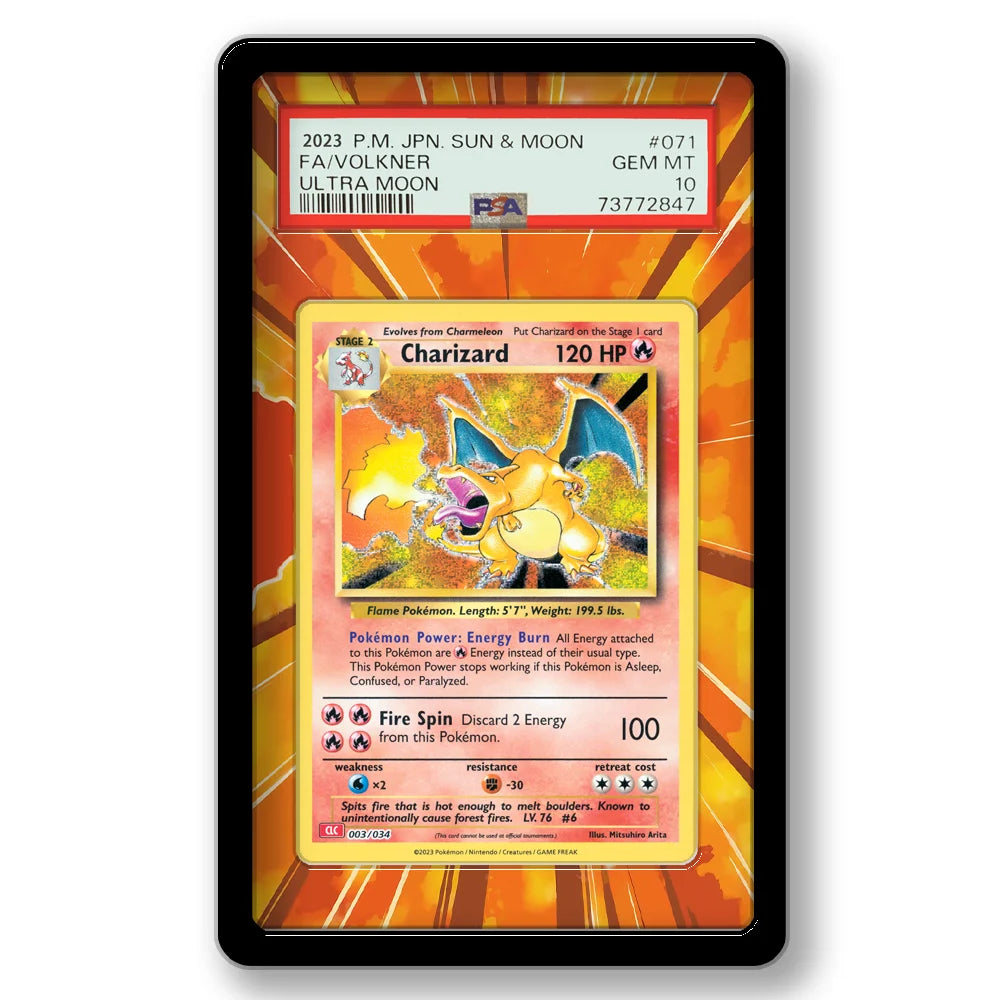 Pokémon Extended Art Card Display Case – Charizard & Venusaur PSA Acrylic Display Stand for Trading Card Collections
