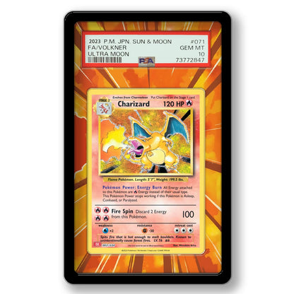 Pokémon Extended Art Card Display Case – Charizard & Venusaur PSA Acrylic Display Stand for Trading Card Collections