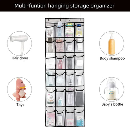 Over-the-Door Shoe Organizer - 12, 14 or 24 Pocket Hanging Shoe Storage with Large Mesh Pockets & 4 Hooks