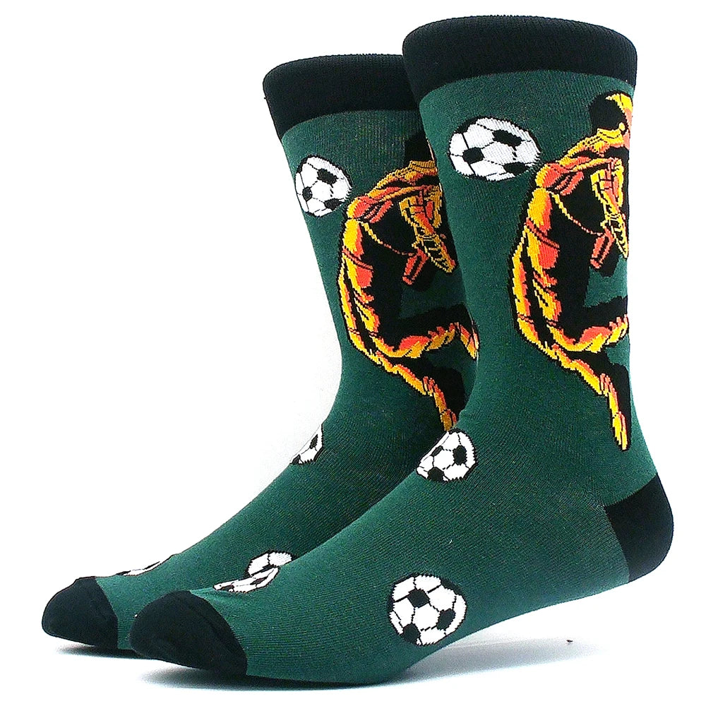 Funny Colorful Hip Hop Socks – Combed Cotton Animal, Astronaut & Geometric Print Socks for Men & Women, Business Dress Wear