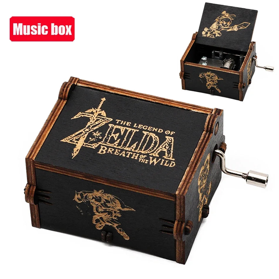 The Legend of Zelda Wooden Music Box – Hand-Crank DIY Anime Collectible Gift (Sky City Theme)