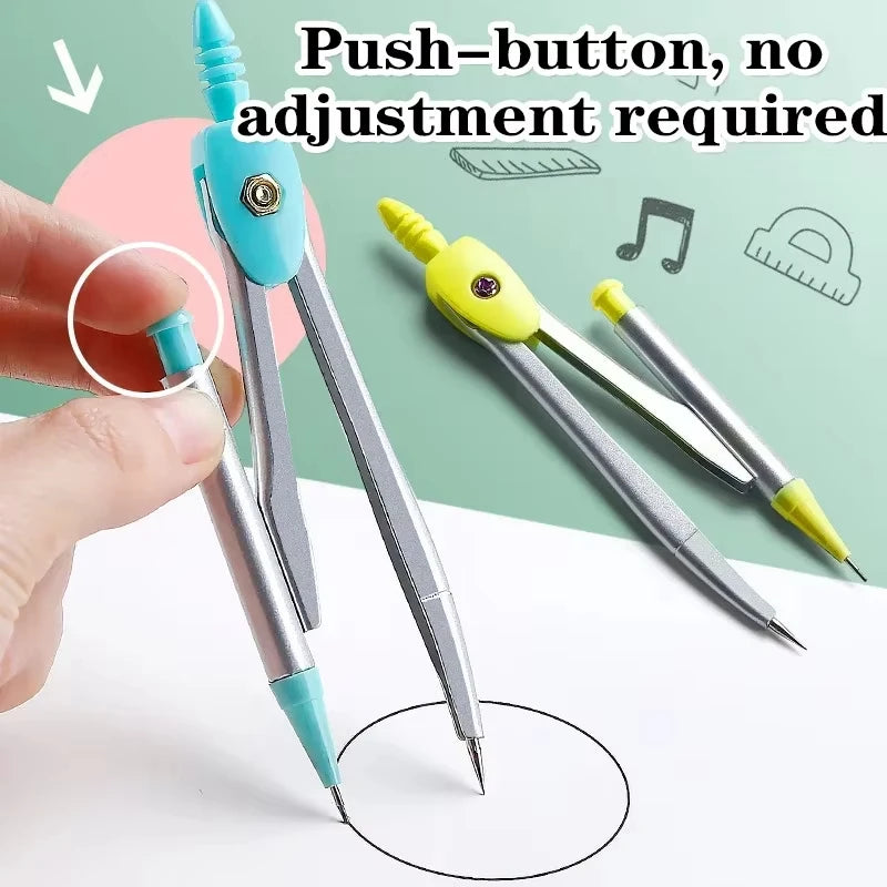 7PCS Geometry Ruler Set – Compass, Triangle Ruler & Protractor Student Math Kit in Storage Box
