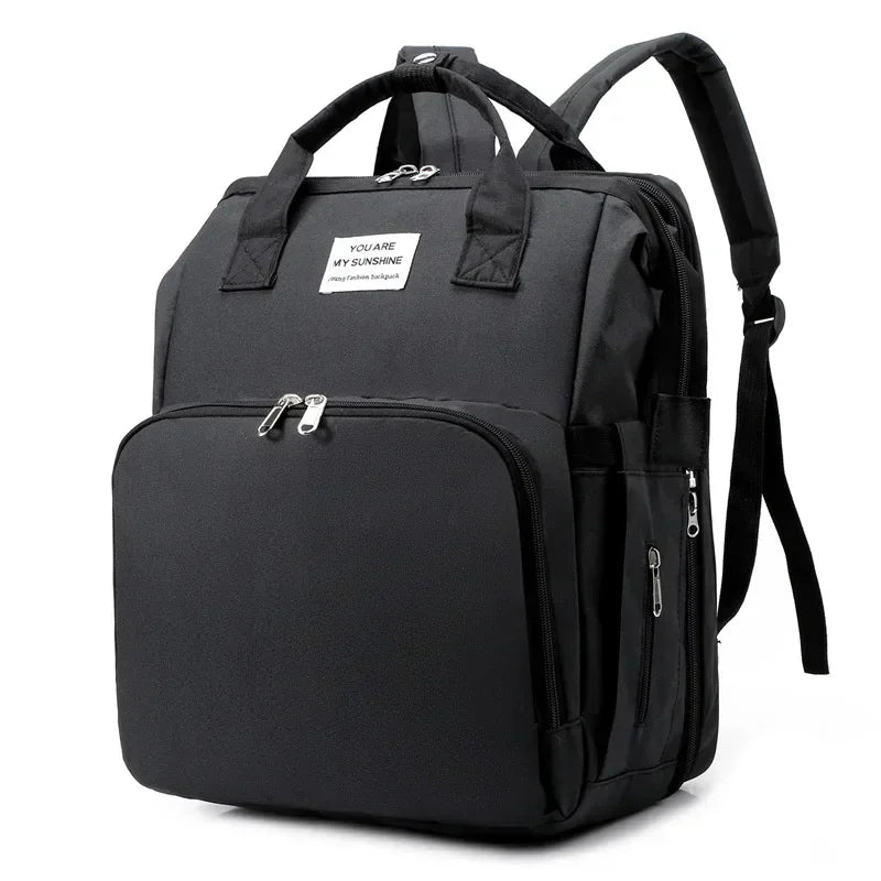 Sac à langer de grande capacité pour bébés avec matelas à langer – Sac à langer de maternité imperméable pour mamans avec rangement pour biberons et lit de bébé