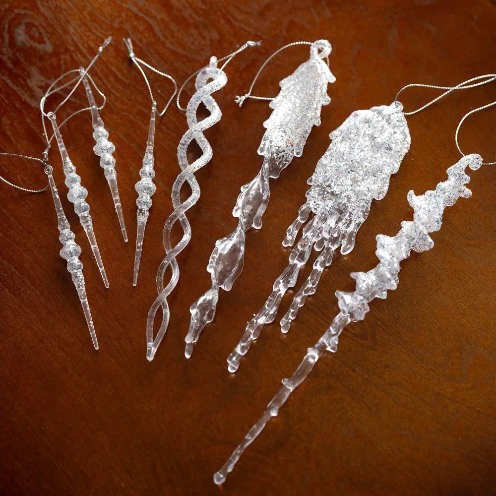 Crystal Clear Acrylic Christmas Tree Ornaments – Glitter Hanging Pendants for Holiday Parties, Xmas Tree & Festive Home Decor
